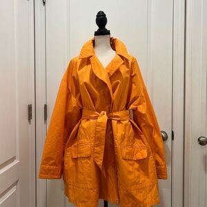 Marc Aurel Women's Orange Button Up Belted Trench Coat size L